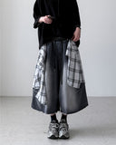 Check Skirt Bermuda Denim