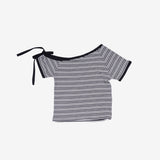 Mizu off-shoulder stripe T-shirt