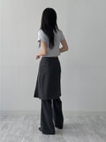 Pleated Bootcut Layered Slacks