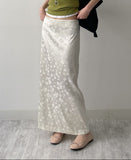 Jacquard Satin H-Line Long Skirt
