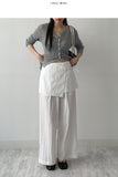 [Skirt SET] Wrap Nylon Banding Wide Pants