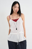 Lace gauze frill sleeveless
