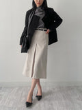 [Belt set] Bella pleated A-line long skirt