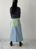 Lina Striped V-Neck Knit T-Shirt