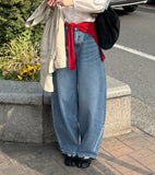 202 Back Pocket Balloon Fit Wide Denim Pants