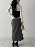 Warm Touch Wrap Slit H-Line Long Skirt