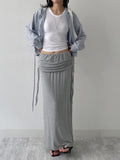 Shirred Layered Long Skirt