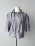 Ray Balloon Tie Half Blouse
