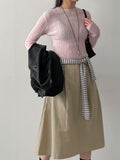 Two-pin tuck cotton flare skirt