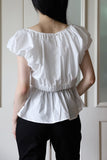 Back slit balloon blouse