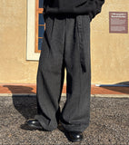 Striped wool wide slacks