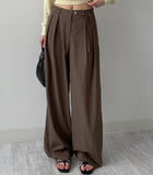 D-Ring Two Tuck Long Wide Slacks
