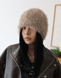 Fluffy fur shawl beanie