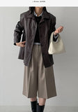 Flat Single Overfit Leather Jacket