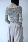 Stripe choker off-shoulder knit