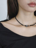 Asa black bead necklace