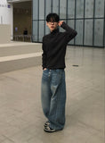 Arne Button Fly Curved Denim Pants