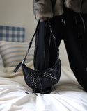 Punk Studded Halfmoon Bag