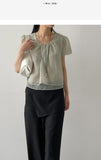 Organza Plain Layered Short Sleeve Blouse