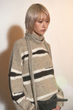 STRIPE DISTRESSED SWEATER SCARF SET