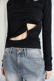 String hole turtleneck top