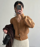 Tori Angora V-Neck Crop Cardigan