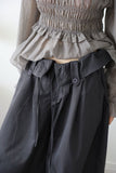 Roll-up button wide pants