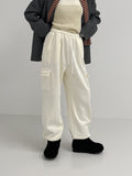 [unisex] Brushed cargo wide training pants