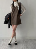 Suede V-neck Mini One Piece