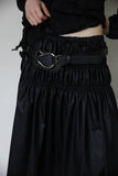 Marine leather long skirt