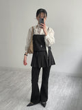 Unbalanced One-Tie Puff Blouse