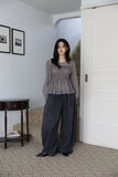 Roll-up button wide pants