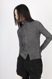Two-tone high neck two-way zip-up
