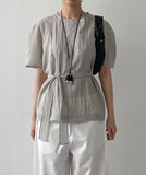 [Tie SET] Suela Balloon Fit Short Sleeve Blouse
