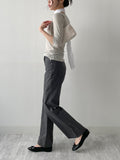 Cotton Nylon Semi-Bootcut Pants