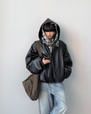 Exit Leather Hood Jumper