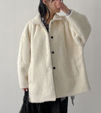 [wool 30%] Hairy Single Overfit Half Coat