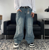Paneled Incision Washed Denim