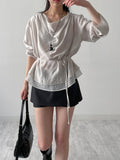 Drape Color Matching Loose Fit Blouse