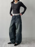 [Unisex] Force 10 Pintuck Wide Denim Pants