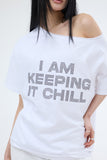PRTN) Hotfix One-Shoulder Unbalanced T-shirt
