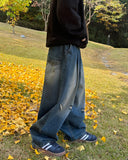 Length balloon denim jeans