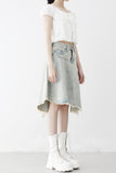 Reneck denim unbalance skirt