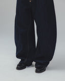 Panelled Barrel Denim Pants - Indigo