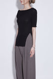unbalance neck knit top