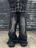 Mecha Zipper Detail Cargo Denim