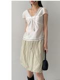 Wrinkle Banding Midi Skirt