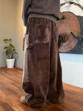 Suede Double Knee Balloon Pants