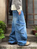 Diagonal Cargo Washed Banding Denim