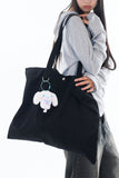 Snap d-ring cotton shoulder bag